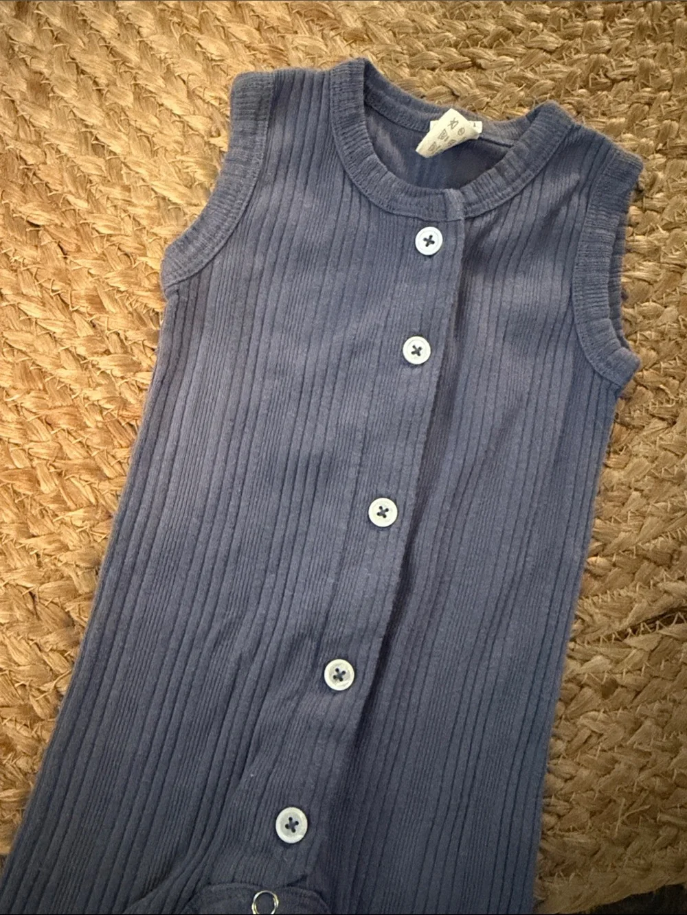 kate quinn Ribbed Sleeveless Romper in Slate Blue 3-6 months